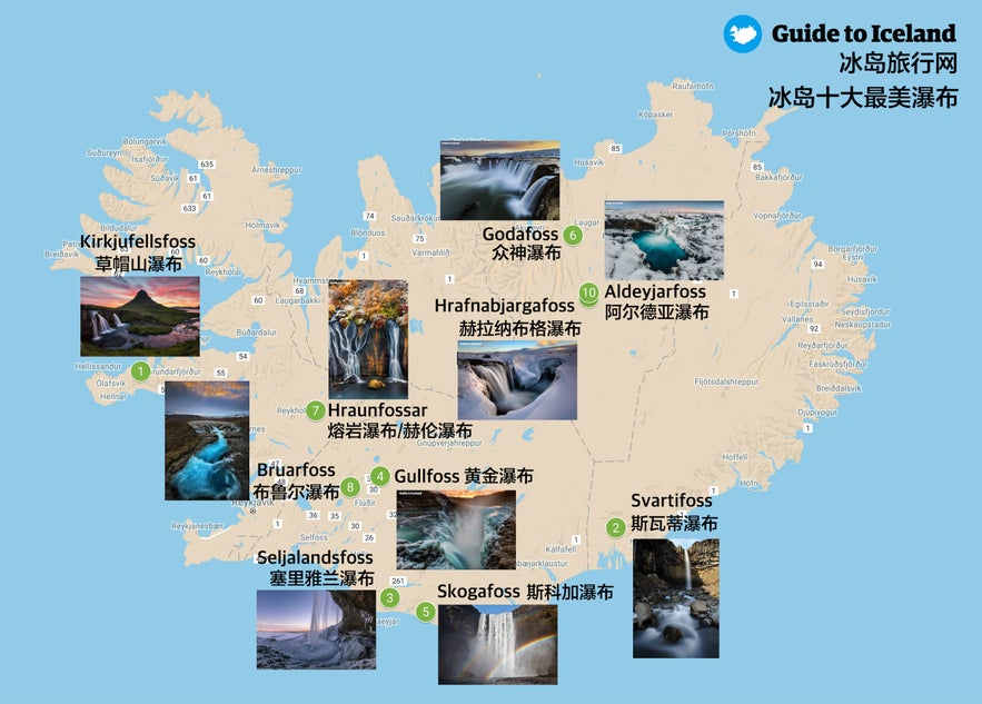 冰岛人推荐的最美瀑布地图