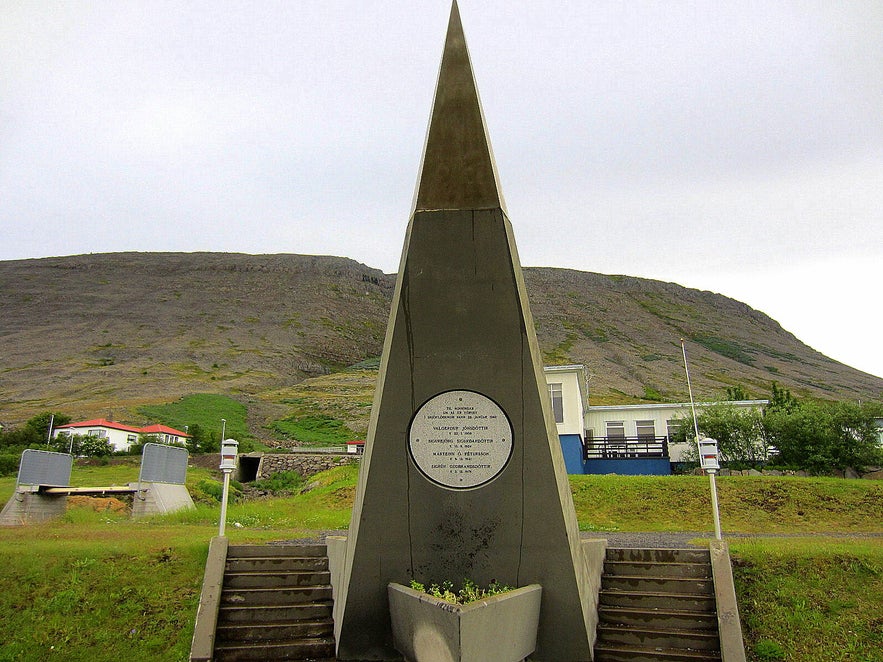 The memorial for the victims of an avalanche in Patreksfjörður