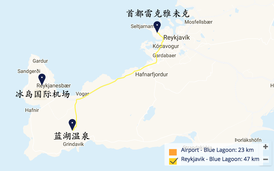 冰岛蓝湖温泉位置地图