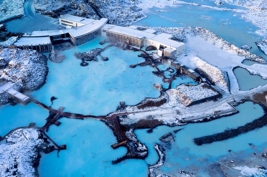 Blue Lagoon en Islande vu du ciel