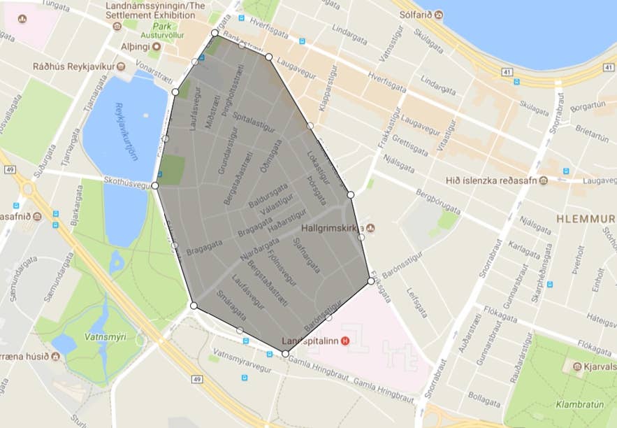 Mappa approssimativa del quartiere Thingholt