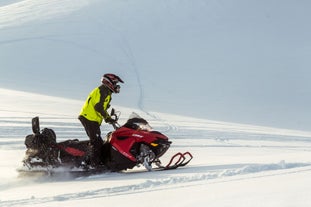 Driving a snowmobile across the Langjokull glacier is an exhilarating experience.