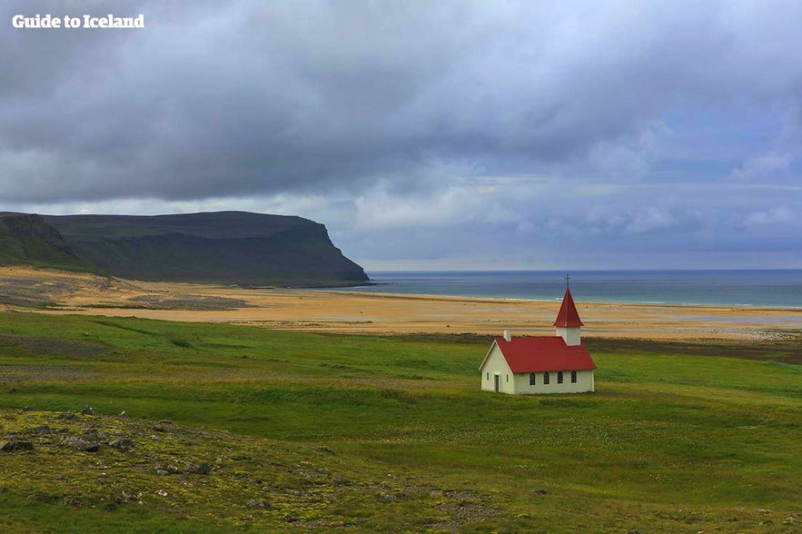 The church at Breidavik Bay.