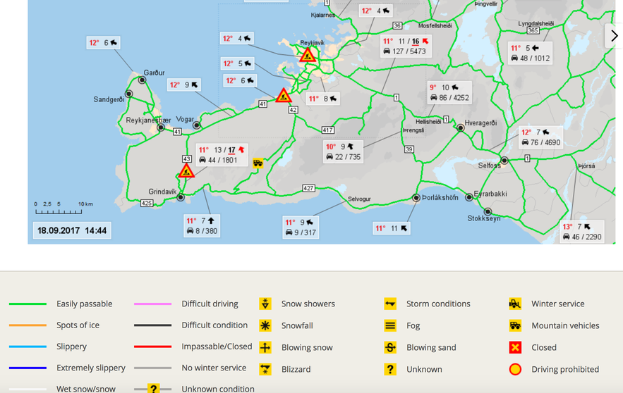 冰島道路管理局路面截圖