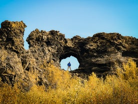 The Dimmuborgir lava formations are a maze of unusual rock structures created by a volcanic eruption thousands of years ago.