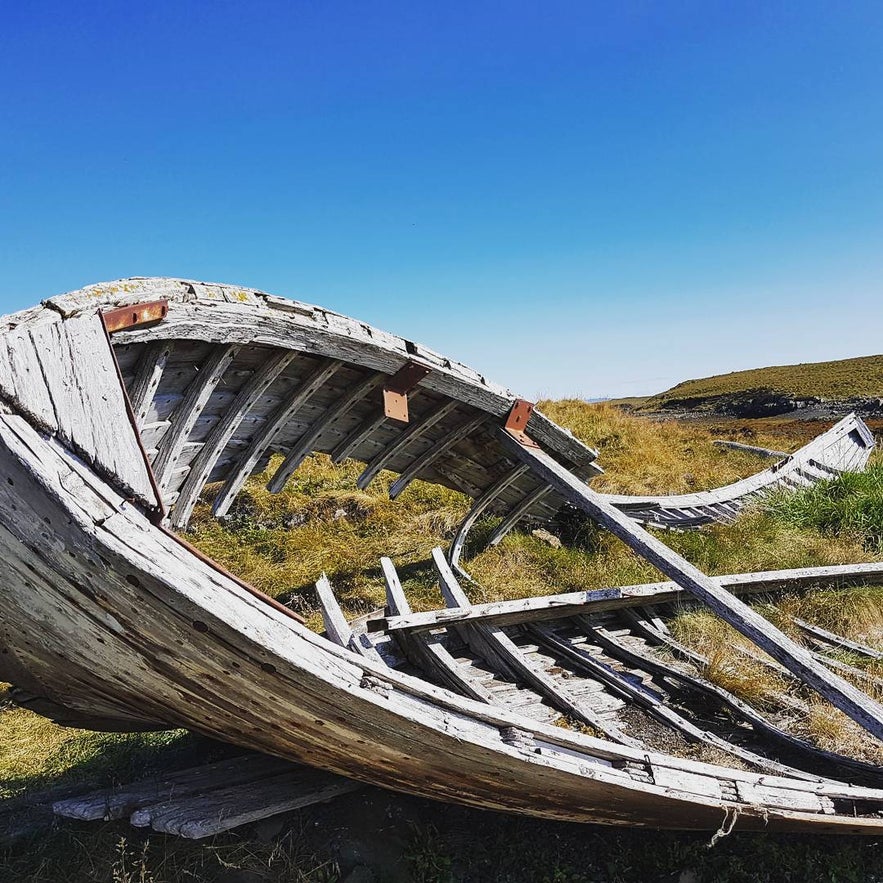 A skeleton of a ship