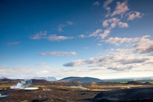 Hot springs and volcanic craters can be found in abundance around Lake Mývatn.