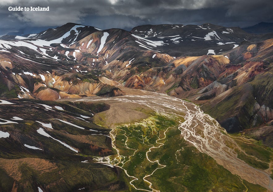 The rainbow like hillsides of Iceland's Central Highlands.