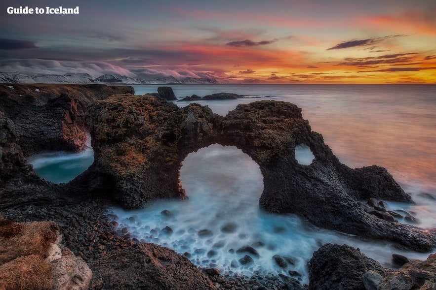 Gatklettur rock by Arnarstapi on Snæfellsnes peninsula in Iceland