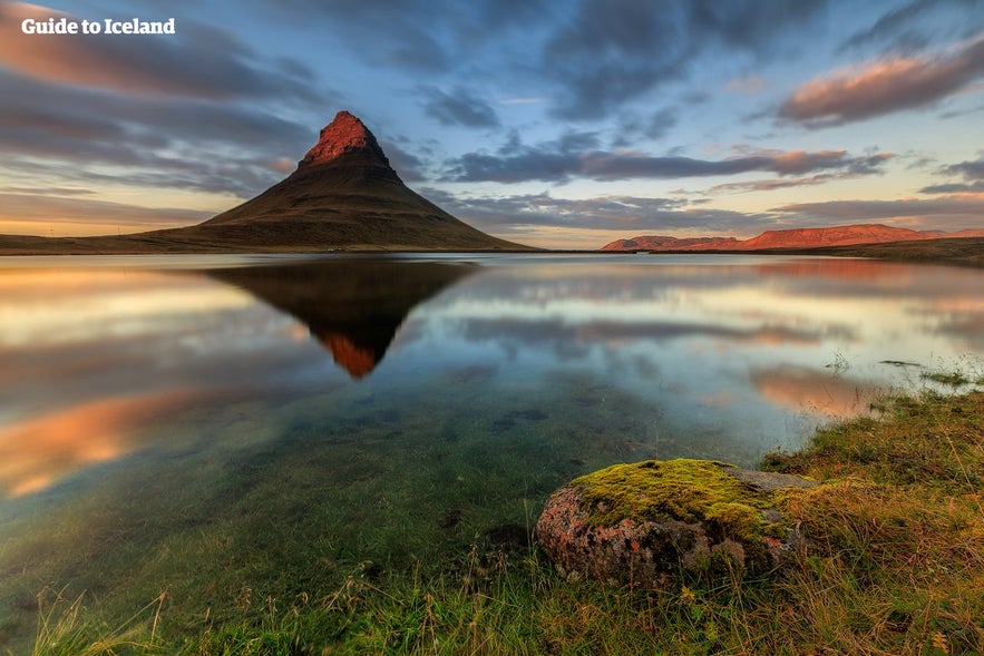 Kirkjufell, verdant in summer.