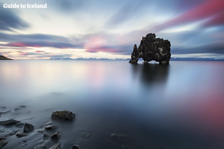 Hvítserkur in the darkest hours of midsummer