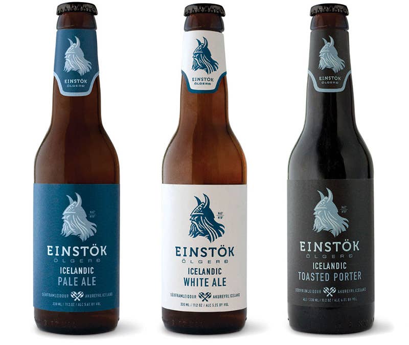 Крафтовое пиво Einstok в Исландии: Pale Ale, White Ale и Toasted Porter, сваренные в Акюрейри.
