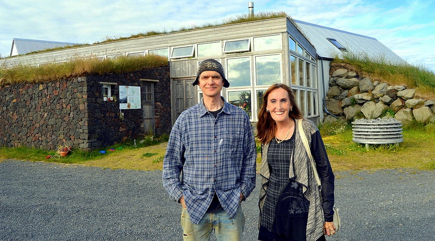 Regína with Hannest at Íslenski bærinn Turf House at Austur-Meðalholt in South-Iceland