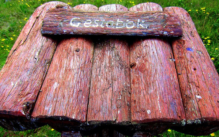 The guestbook by Rauðinúpur hike NE-Iceland