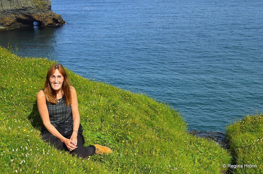 Regína at  Ketubjörg Cliffs and Dalshorn at Skagi in North-Iceland