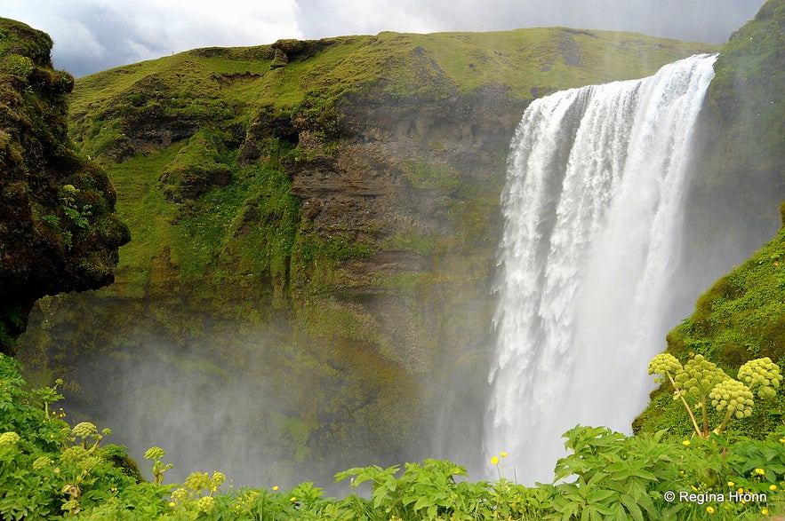 Skógafoss waterfall and the troll