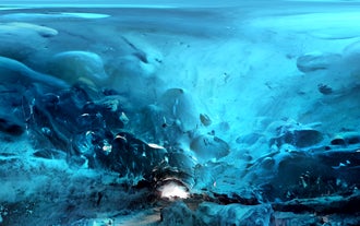 You'll witness amazing colours of an ice cave on a tour like this