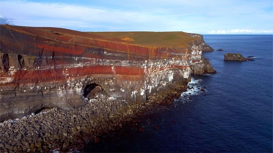 Krysuvikurbjarg in summer.