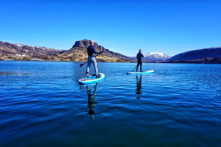 Paddle onto Hvalfjörður fjord for a 360° view of the surrounding nature.