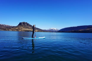 在冰岛鲸鱼峡湾远观蓝山