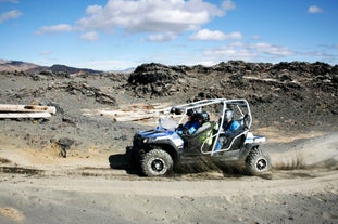 Four people experience an ATV tour on the Reykjanes Peninsula.