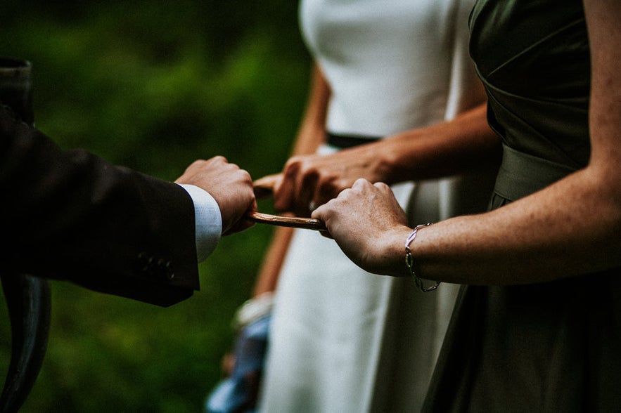 Wedding vows being said in an Icelandic Pagan Nordic Religion style