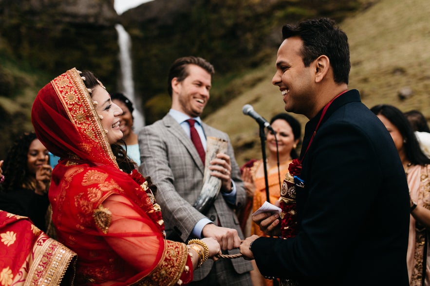 Multicultural wedding in Iceland's nature