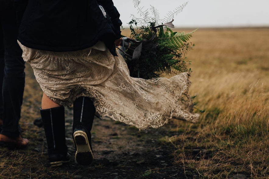 Icelandic adventure weddings may leave your wedding dress a little dirty!