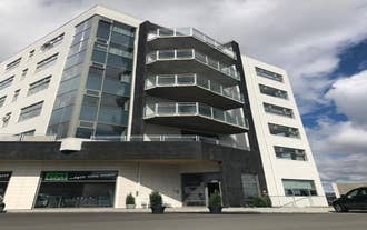 The facade of Icelandic Apartments in Kopavogur.