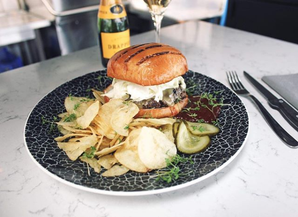 Kröstí burger at Hlemmur Mathöll Food Hall