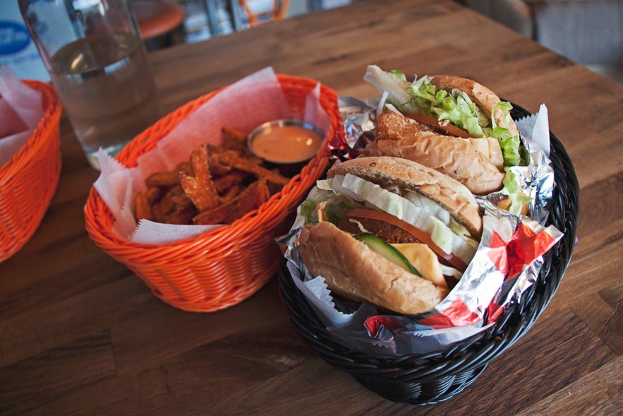 Vegan burger at Bike Cave in Reykjavík