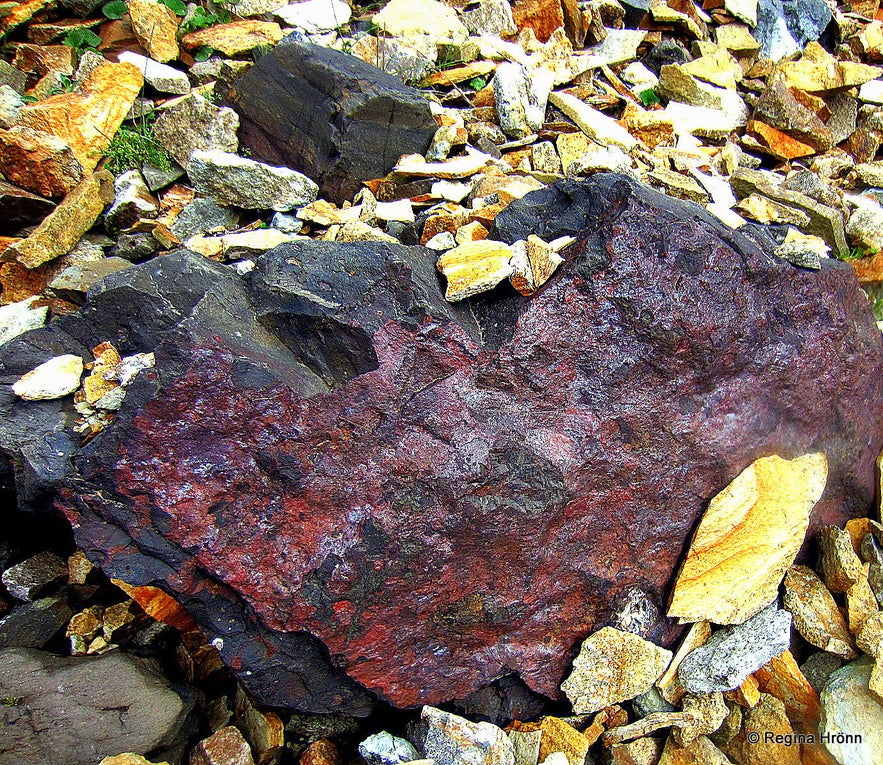 Colourful rocks in Innra-Hvannagil gorge East-Iceland