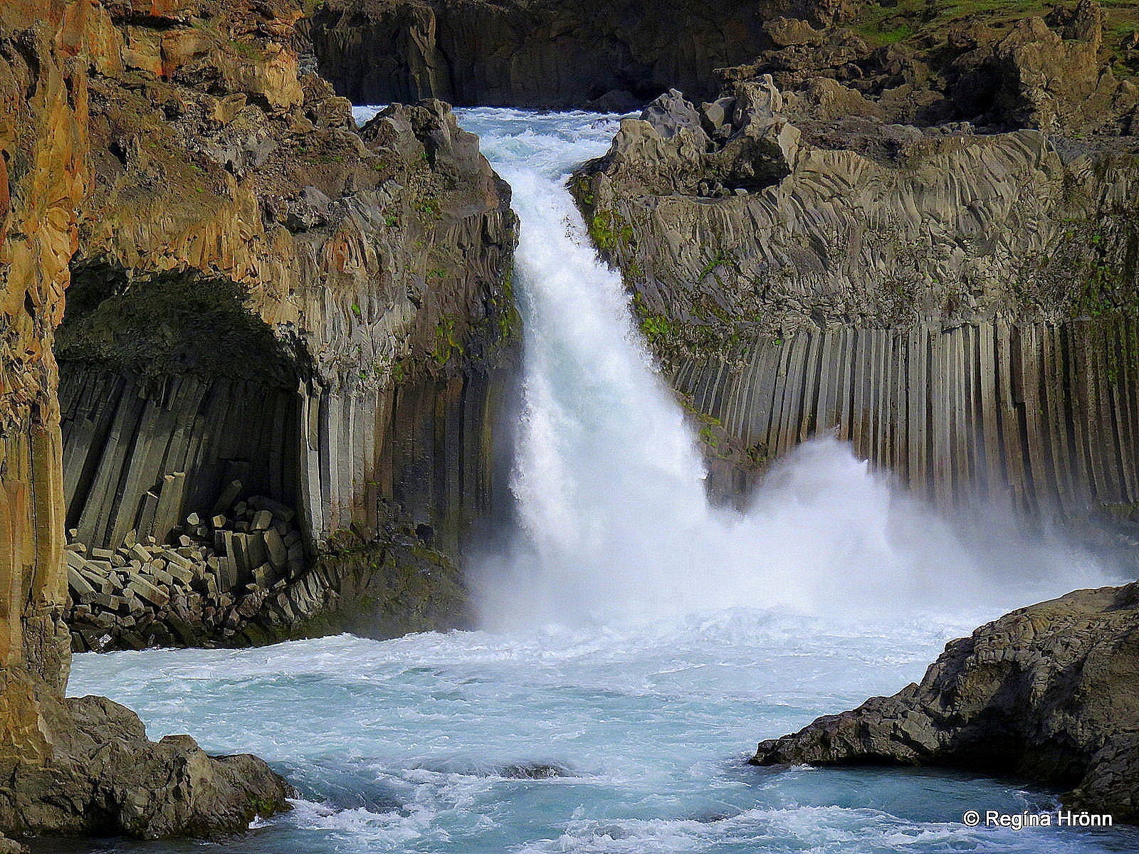 Aldeyjarfoss Waterfall in North-Iceland in extraordinary Basalt Column Settings