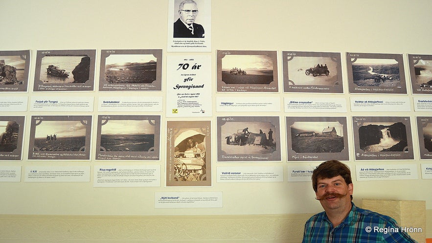 My husband by the photo exhibition in Kiðagil Bárðardalur