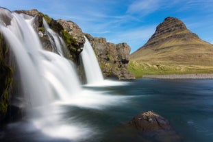 Kirkjufellsfoss, a quaint waterfall next to Kirkjufell mountain.