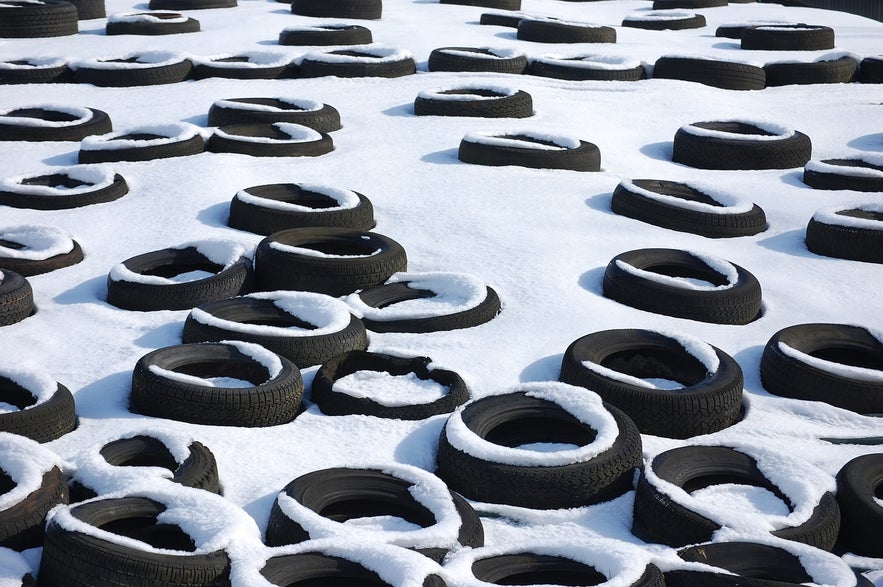 Winter tyres are a necessity when driving in Iceland during the cold winter months.