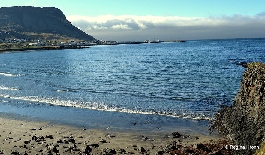 The view of Ólafsvík village from the rock giants