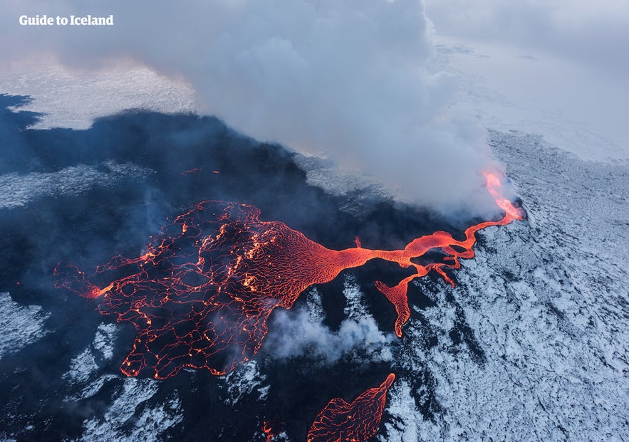 An eruption at Holuhraun lava field.