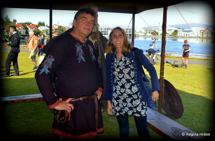 Regína with Hafsteinn the leader of the Viking club Rimmugýgur in Iceland