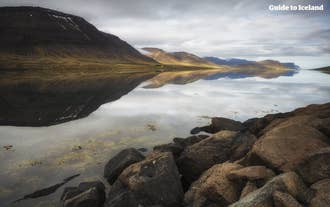 A serene fjord of the incredible Westfjords region in summer.