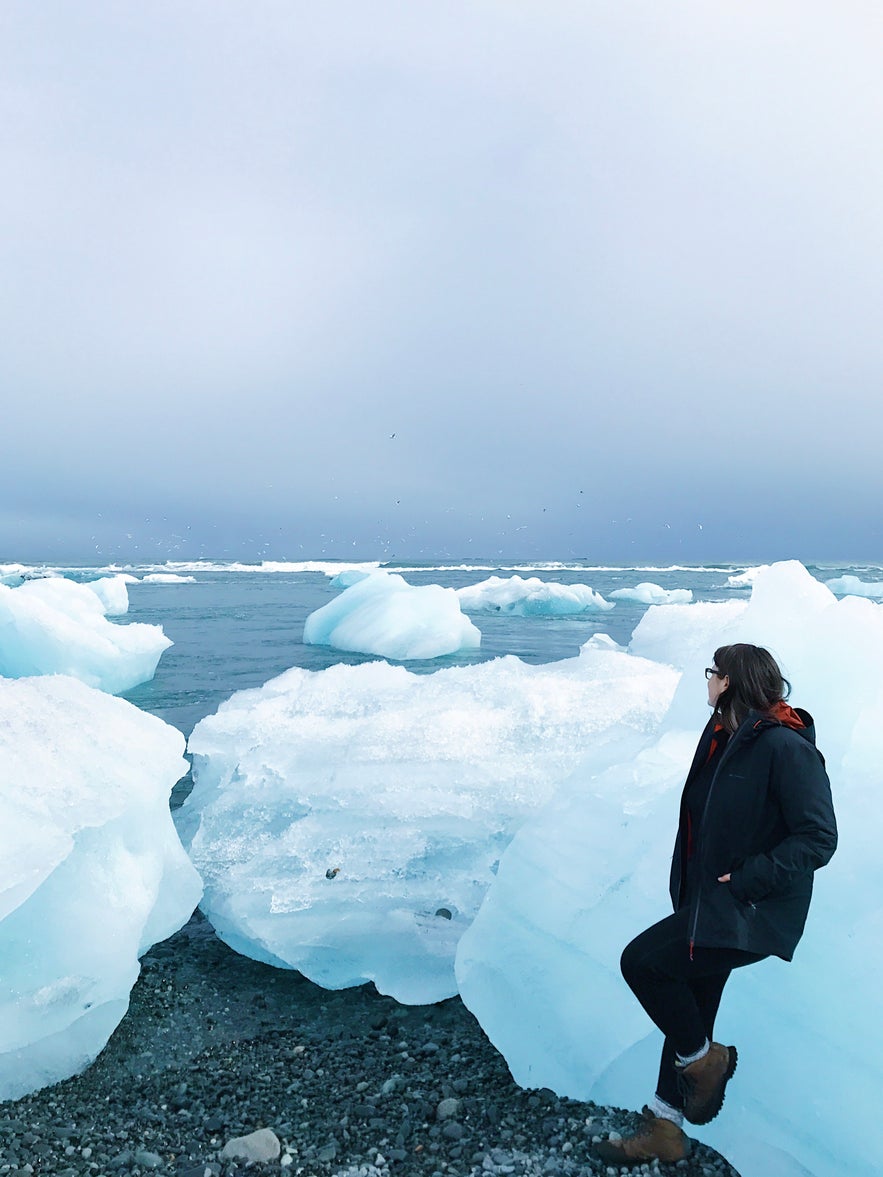 Taking in the ice on the Diamond Beach