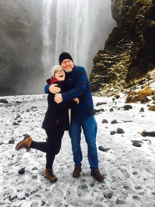 Snow at Skogafoss with my Viking