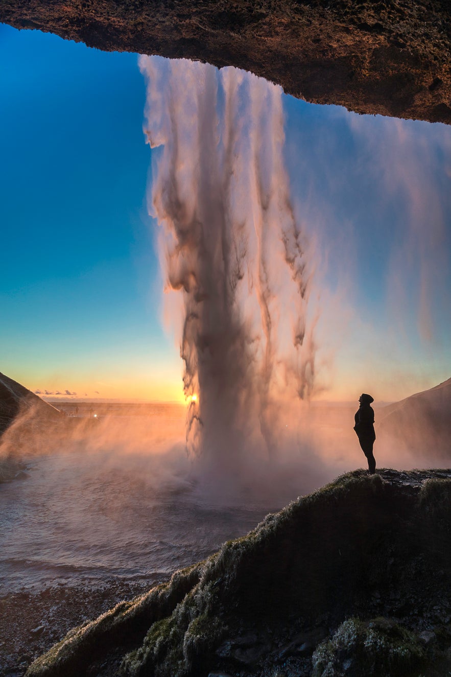 Alone at Seljalandsfoss waterfall