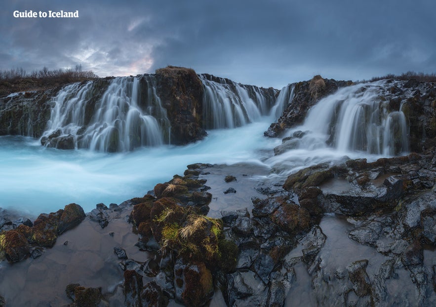 Brúarfoss waterfall of the river Brúará used to boast a natural stone bridge.