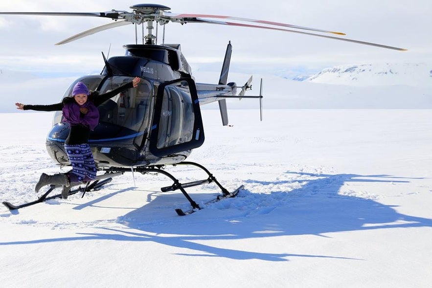 A happy helicopter passenger!