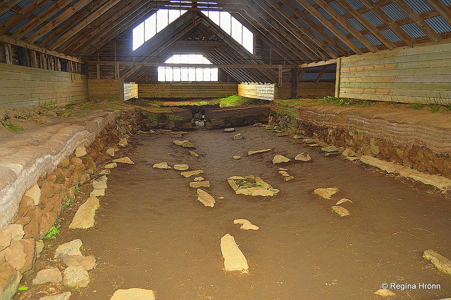 Inside Stöng Viking longhouse