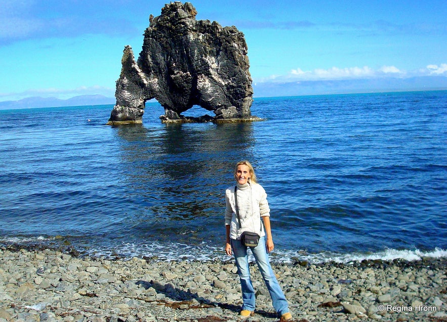 Regína by Hvítserkur monolith in North-Iceland