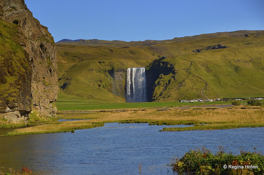 Skógafoss waterfall as seen from the ring road