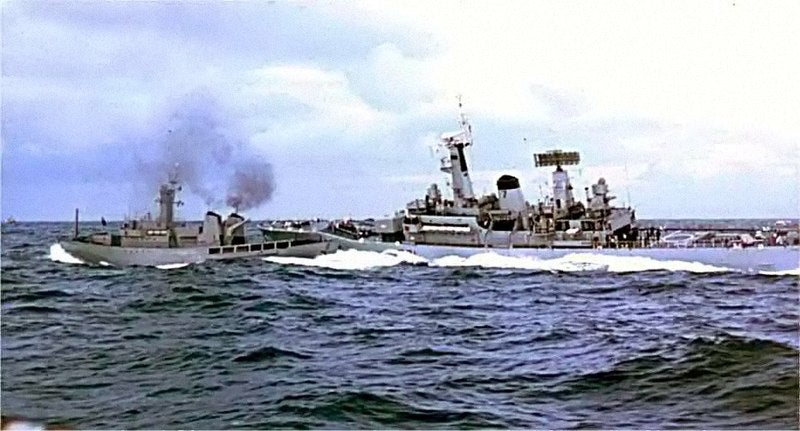 The HMS Scylla collides with the Odinn vessel during the 2nd Cod War.