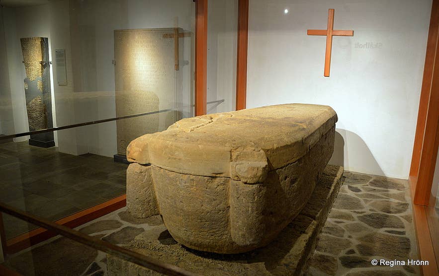 Skálholt - stone coffin in the Crypt